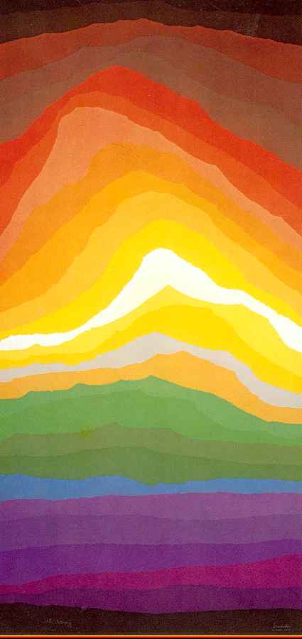 Volcano a large multi-color serigraph by Arthur Secunda fine artist