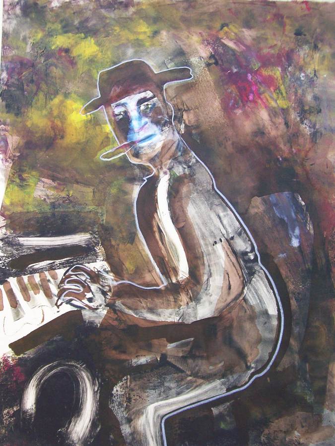 Jazz great Willy the Lion Smith a monotype print by Arthur Secunda