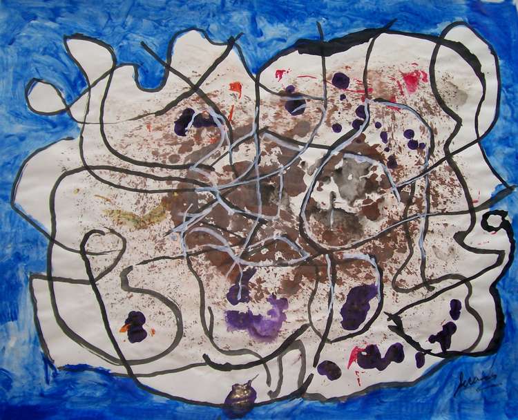 Brain a mixed-media colored ink and acrylic by Arthur Secunda