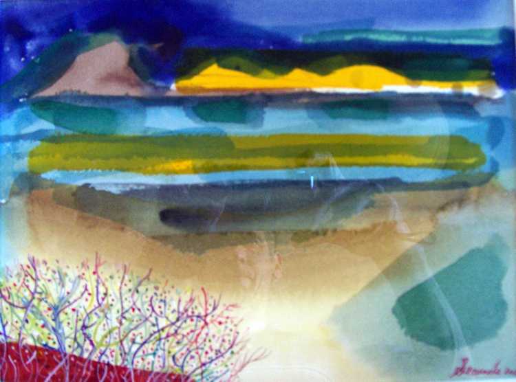 Lake Placid a watercolor by Arthur Secunda