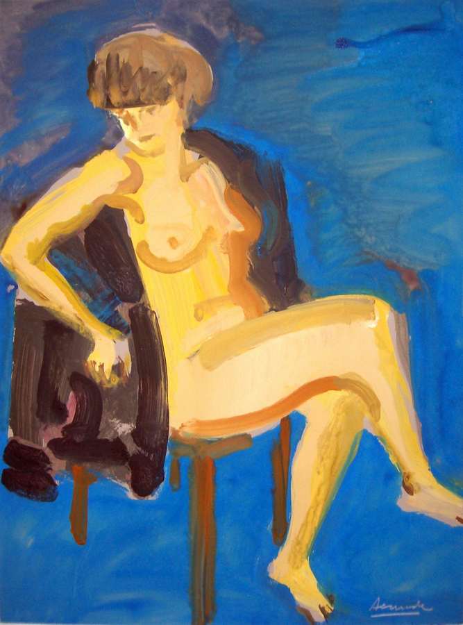 Repose an acrylic painting on paper by Arthur Secunda