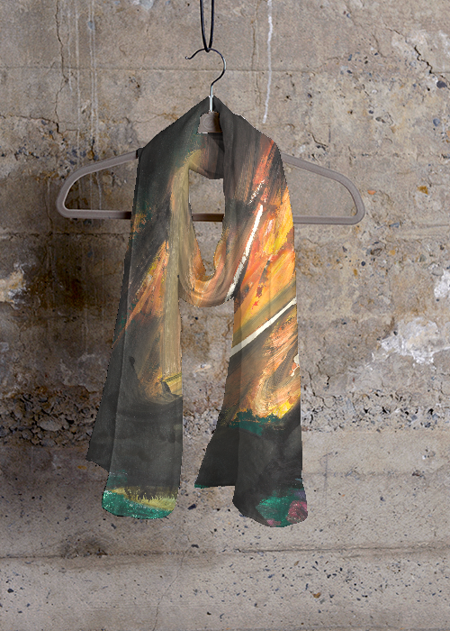 Custom Made Silk Scarf featuring Arthur Secunda Designed Artwork